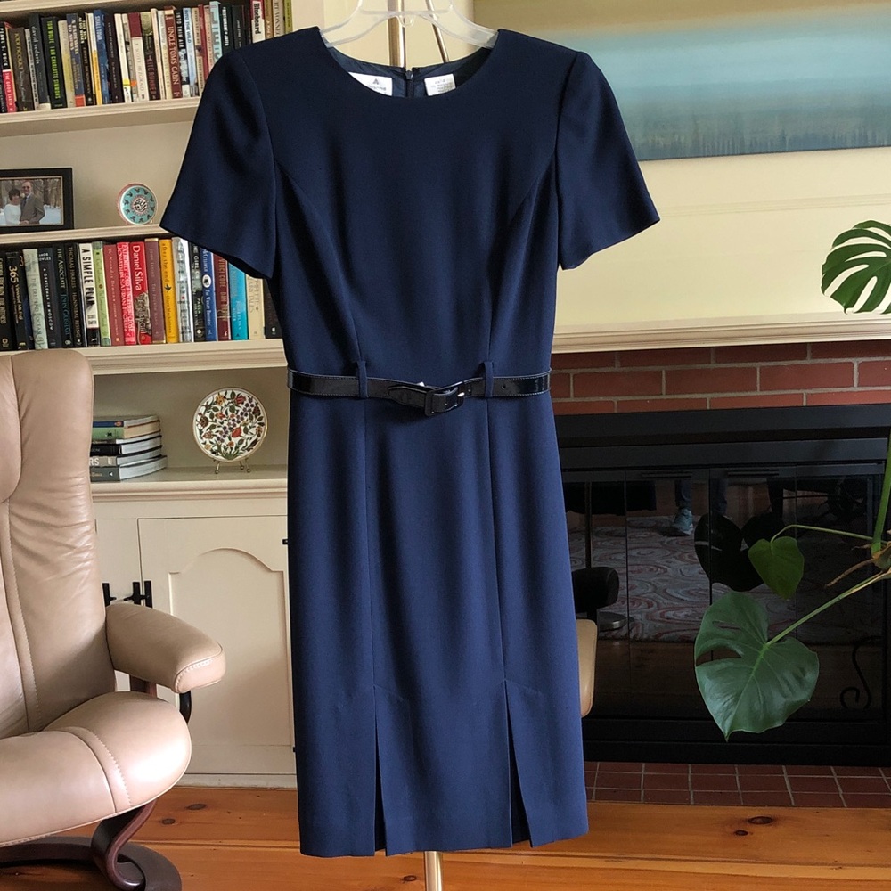 Liz Claiborne Navy Short-Sleeve Dress with Belt
